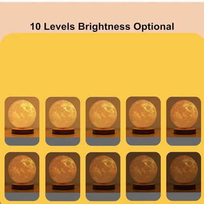 3D Magnetic Floating Levitating Moon Lamp with realistic moon surface and customizable colors