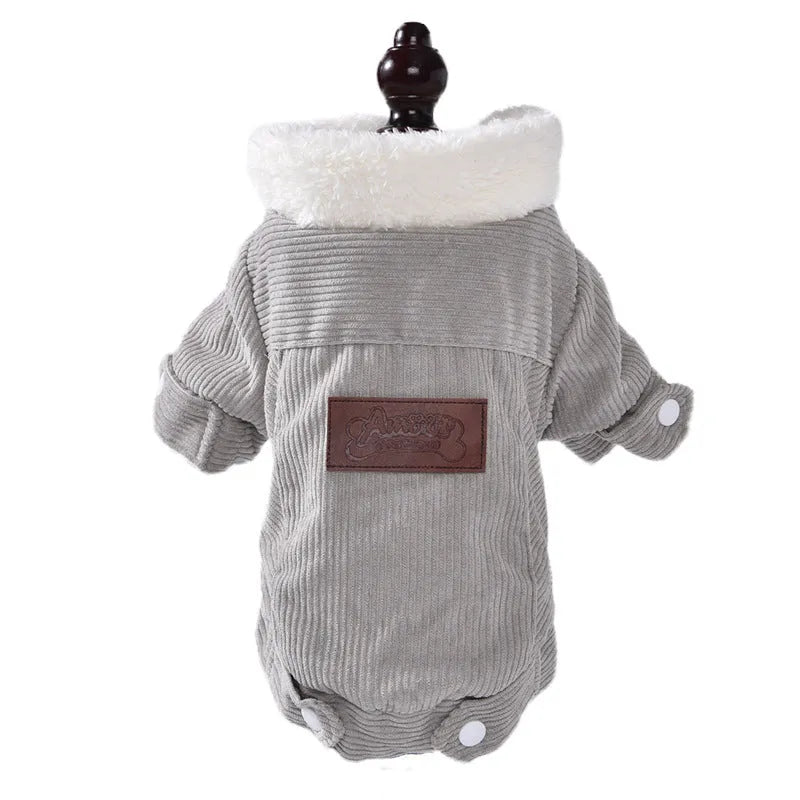 Lambswool-lined dog vest with fleece padding in grey or pink colour, sizes XS to XXL