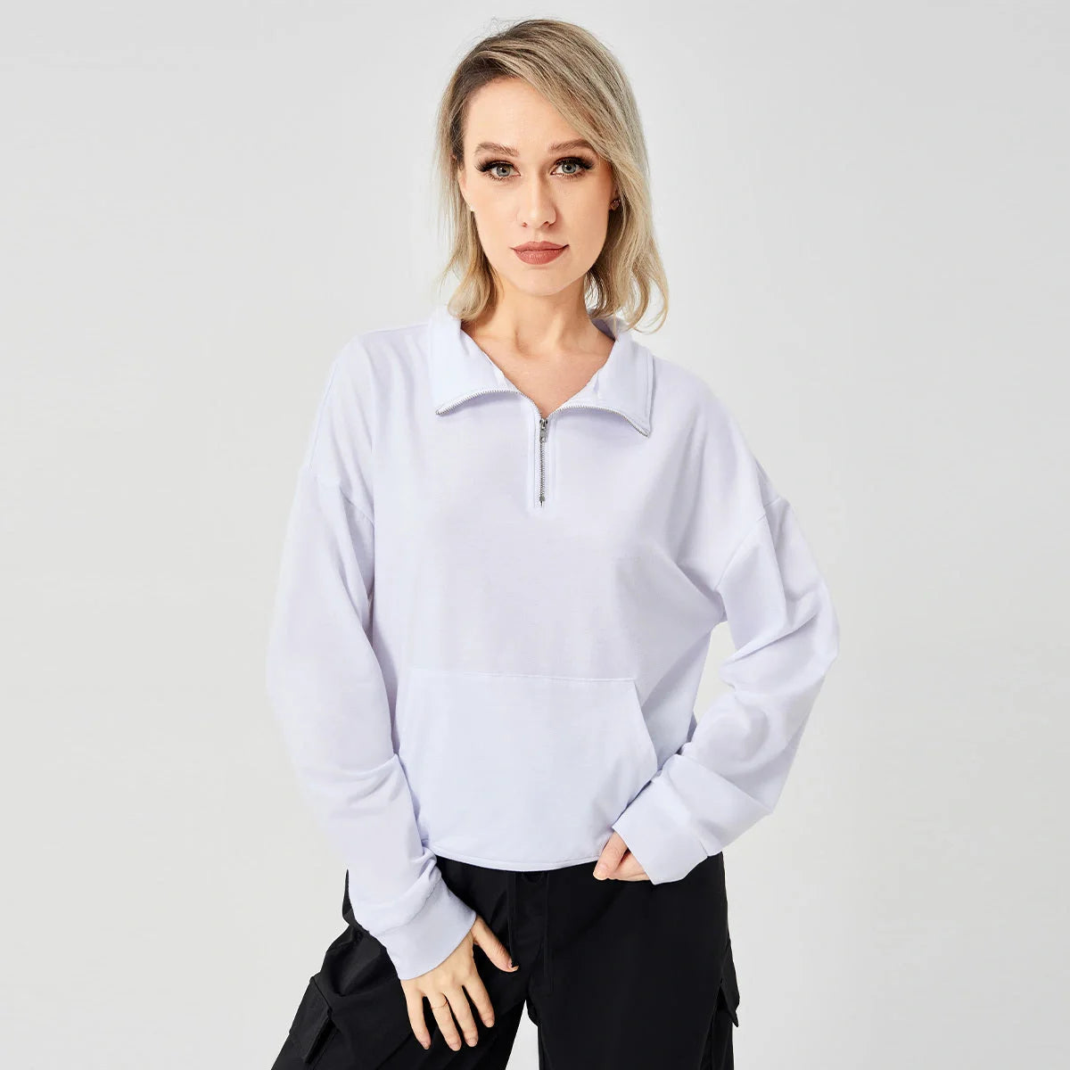 Cozy women's pullover sweatshirt in various colors for stylish and comfortable casual wear.