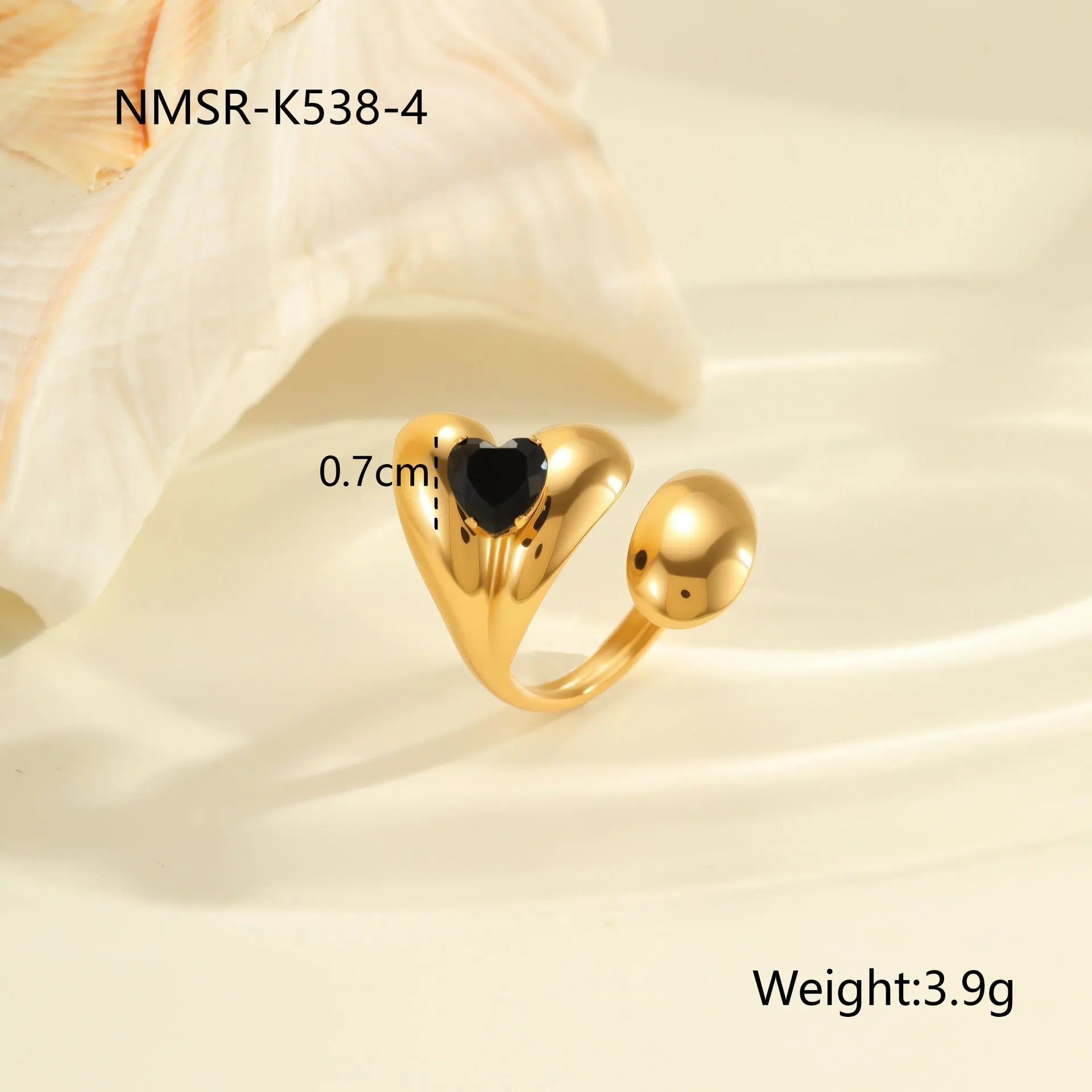 Titanium steel open mouth ring with geometric design and inlaid zircon stones for women