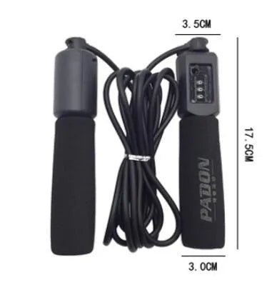 Rope skipping fitness rope with adjustable 3 metre length made from PS, PP and PVC materials with sponge handles available in multiple colour options including black, blue, green, red and numbered suit variants for home gym and cardio workout sessions