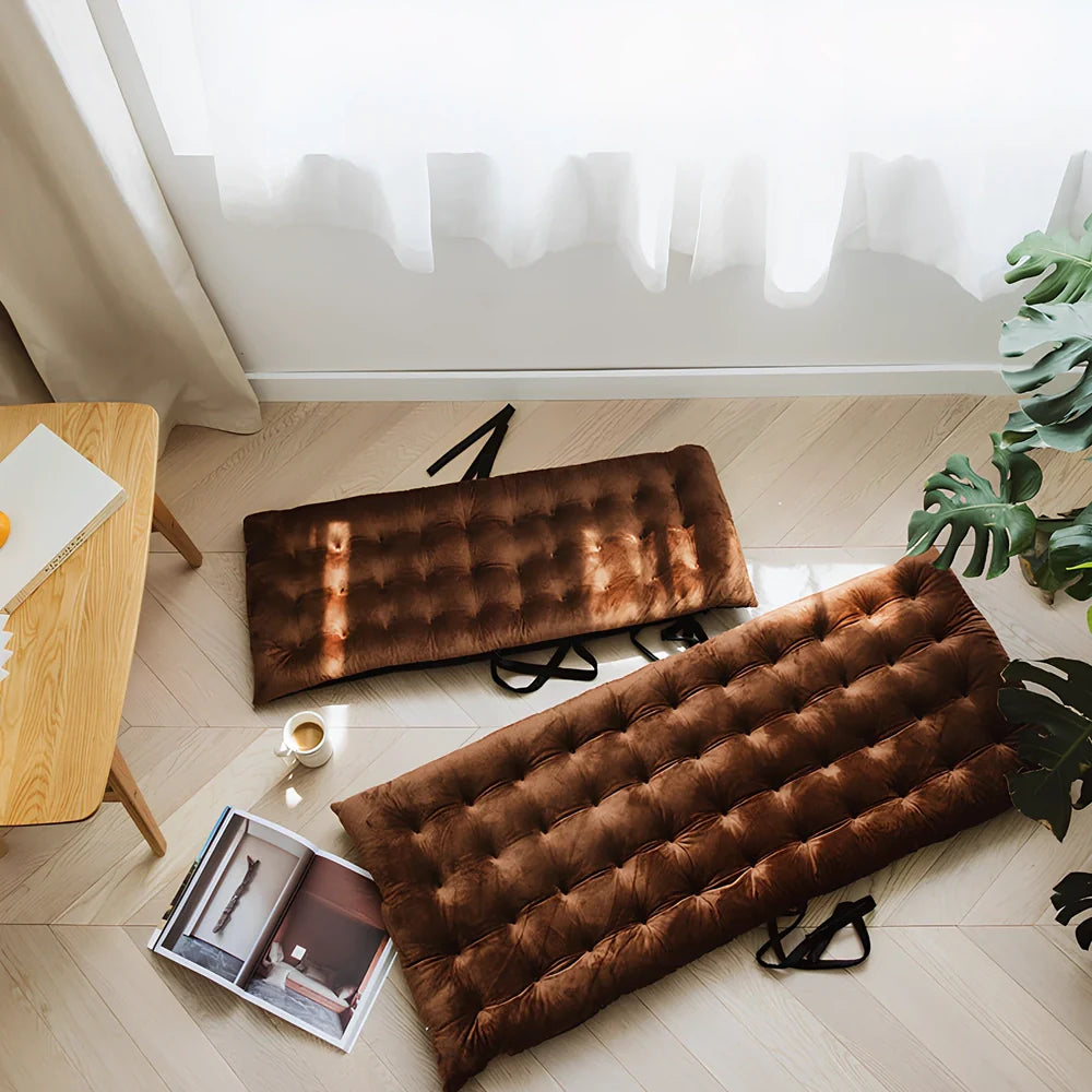 Thickened folding chair cushion with 8cm padding in crystal velvet fabric measuring 100x40cm