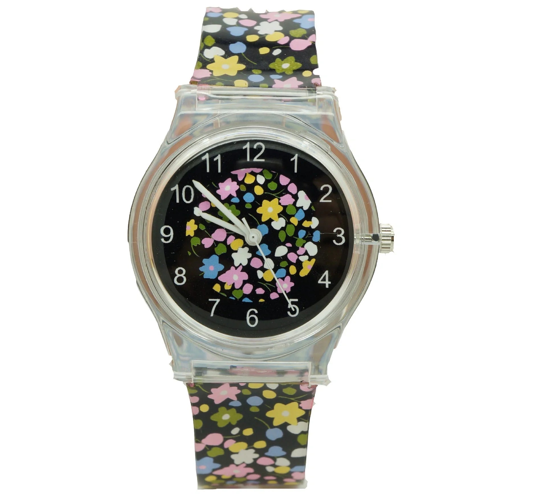 Floral quartz watch for children with Korean style design and colorful decorations
