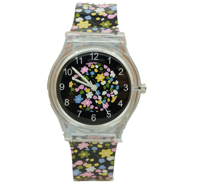 Floral quartz watch for children with Korean style design and colorful decorations