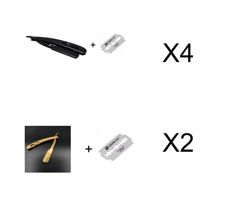 Premium stainless steel straight razor with sharp blades for a smooth, comfortable shave