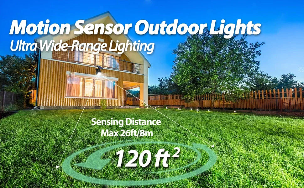 Smart Outdoor Solar Light with Human Sensor illuminating a courtyard at night