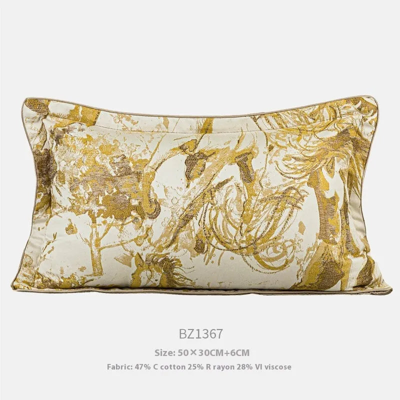 Golden horse pattern jacquard cushion in square and waist sizes with three colour options