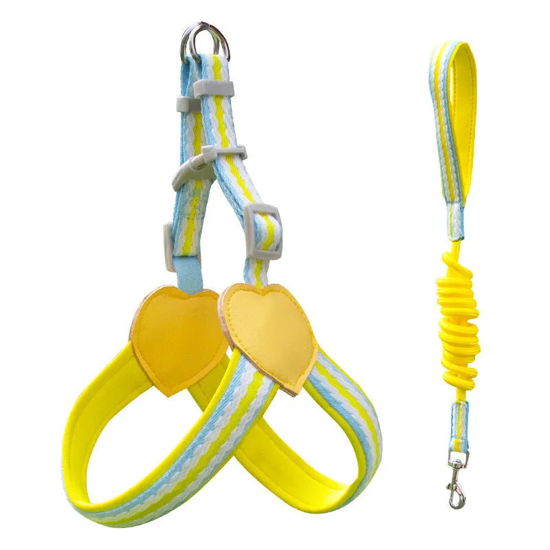 Dog walking chest strap harness with 1.5 metre hand holding rope in emerald green colour