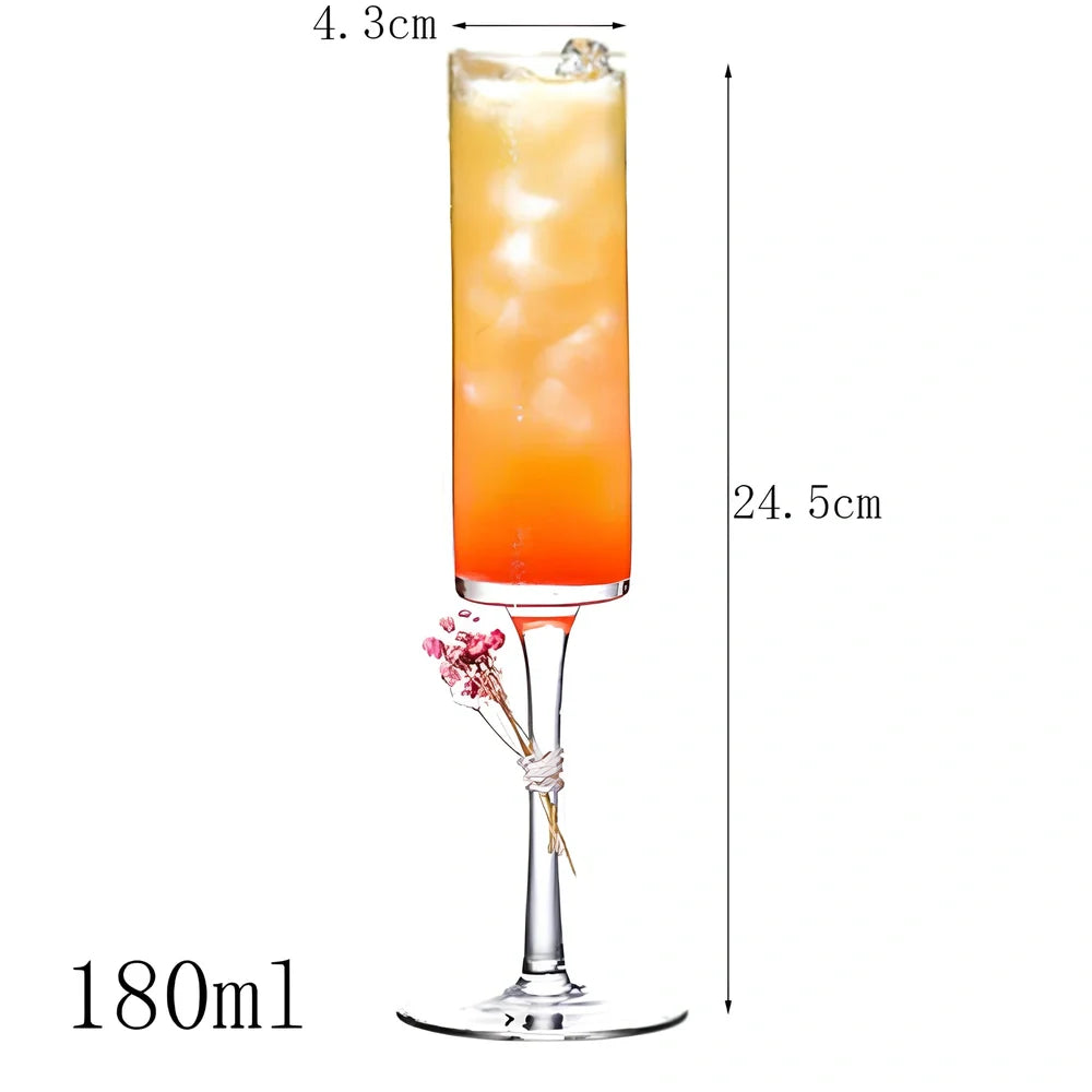Creative transparent lead-free glass cup with seamless flat base for cocktails, 210ml capacity