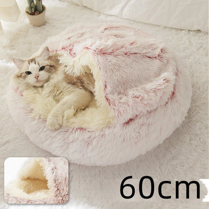 Cozy pet bed with plush and warm fabric for cats and dogs