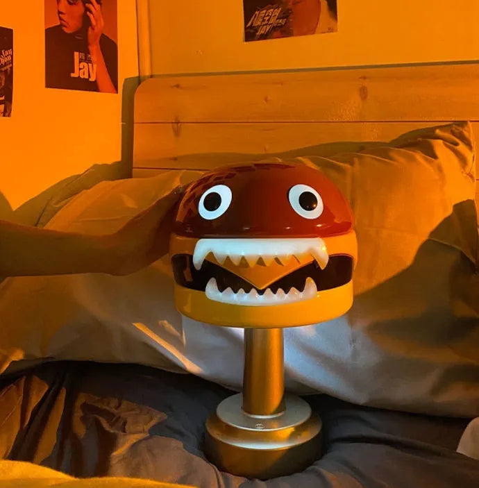 Hamburger table lamp with 3W LED, USB charging, touch switch, tri-colour dimming, 17.5cm diameter and 29cm height