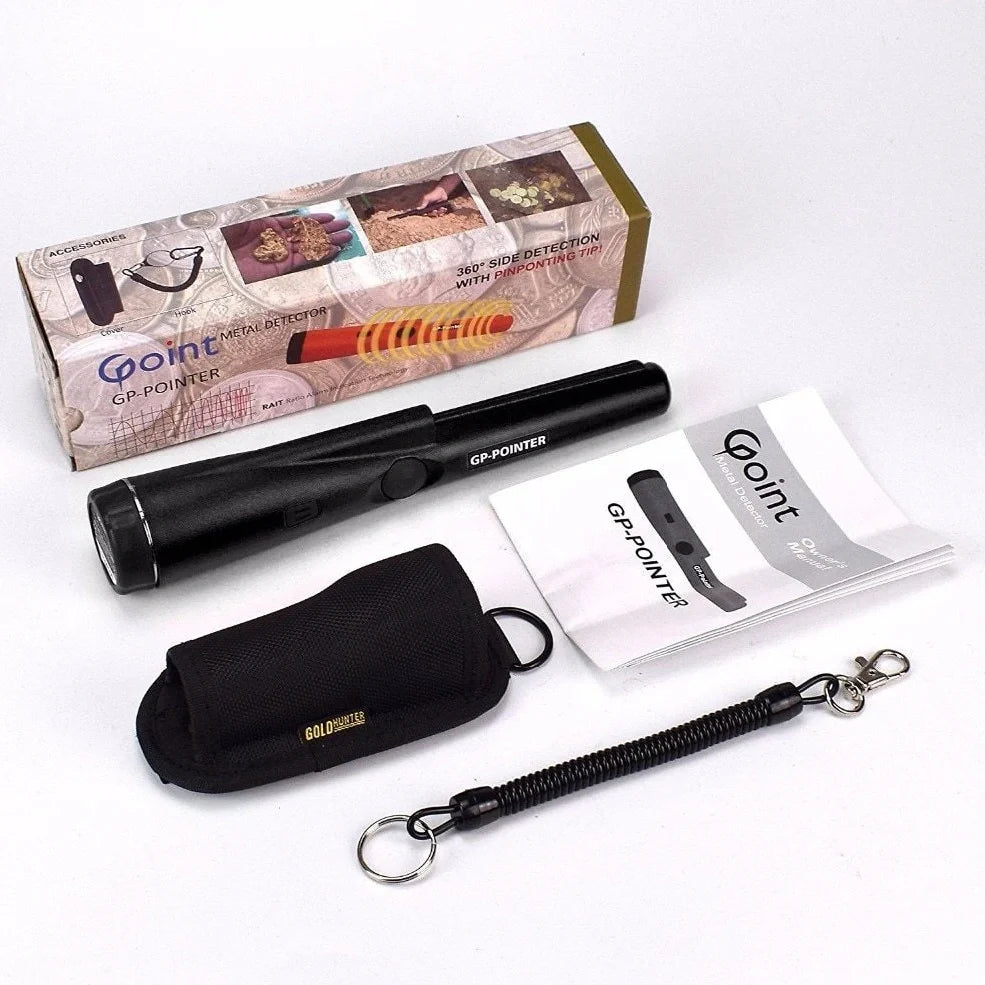 Garrett Pro-Pointer metal detector with black housing and waterproof search coil for precise target location