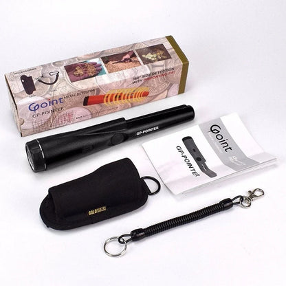 Garrett Pro-Pointer metal detector with black housing and waterproof search coil for precise target location