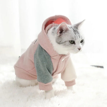 Cotton pet sweatshirt clothing for dogs and cats in brown, green, or pink colours