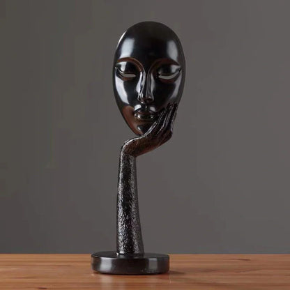 Nordic Abstract Art Thinker Lady Resin Statue in black, gold, or white for home or office decor