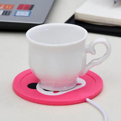 Cozy USB-powered cartoon drink warmer pad with soft rubber construction and adorable designs to keep your beverages at the perfect temperature