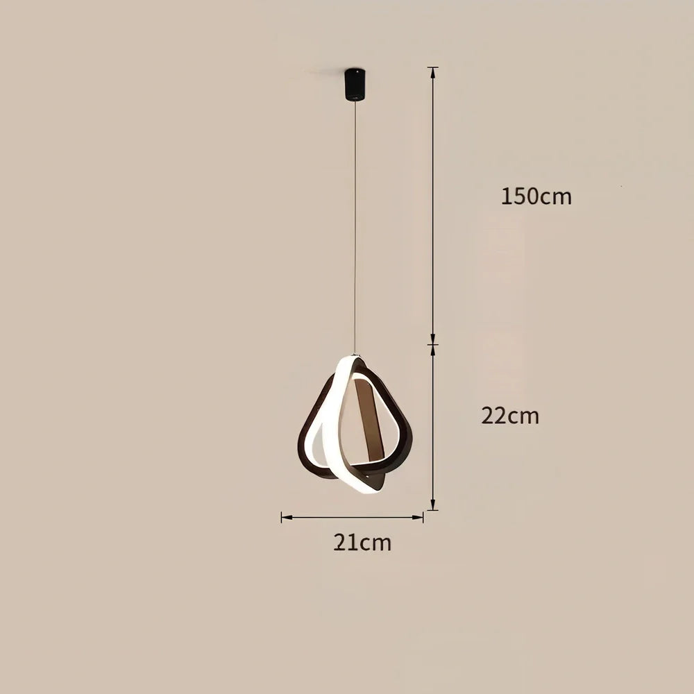Nordic iron pendant lamp in black circle shape, 210mm diameter, adjustable 1m height with LED white light for bedroom
