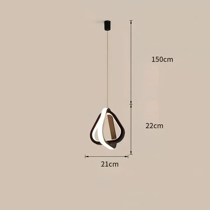 Nordic iron pendant lamp in black circle shape, 210mm diameter, adjustable 1m height with LED white light for bedroom