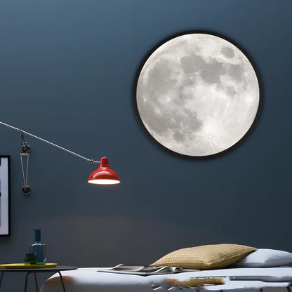 24cm black matt frame LED moon mirror with adjustable white lighting and USB power