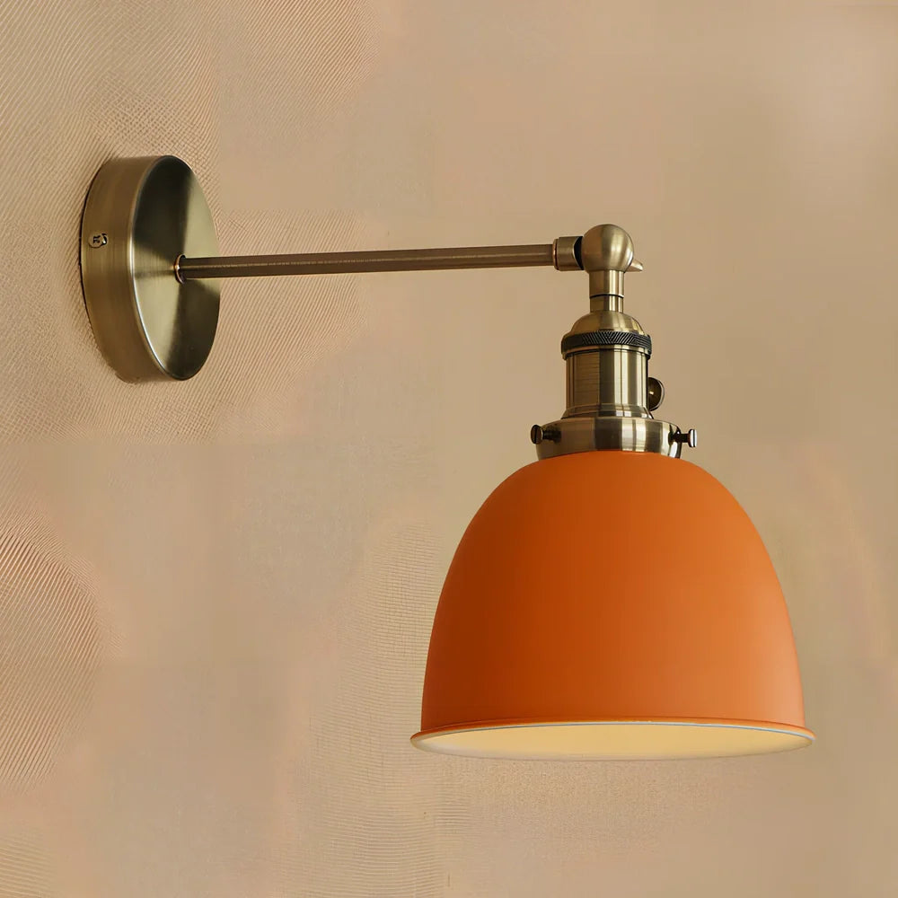 Bedroom light with adjustable iron shade in multiple colour options