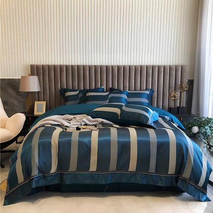 Pure cotton duvet cover set with geometric pattern in reactive dye colours for 1.8m bed