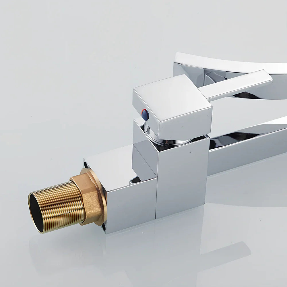 Black basin faucet with waterfall electroplating finish for kitchen bathroom use