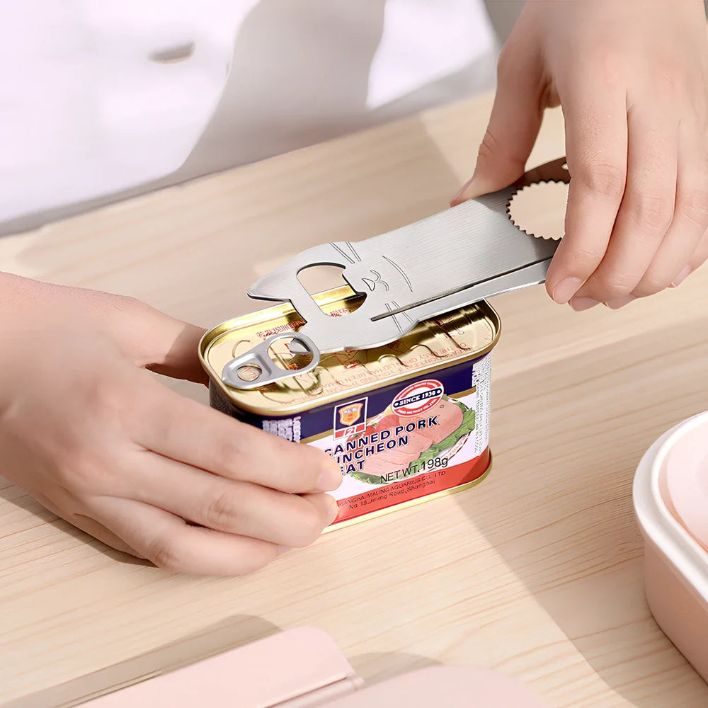 Multifunctional stainless steel corkscrew 15cm long in steel colour with bottle opener