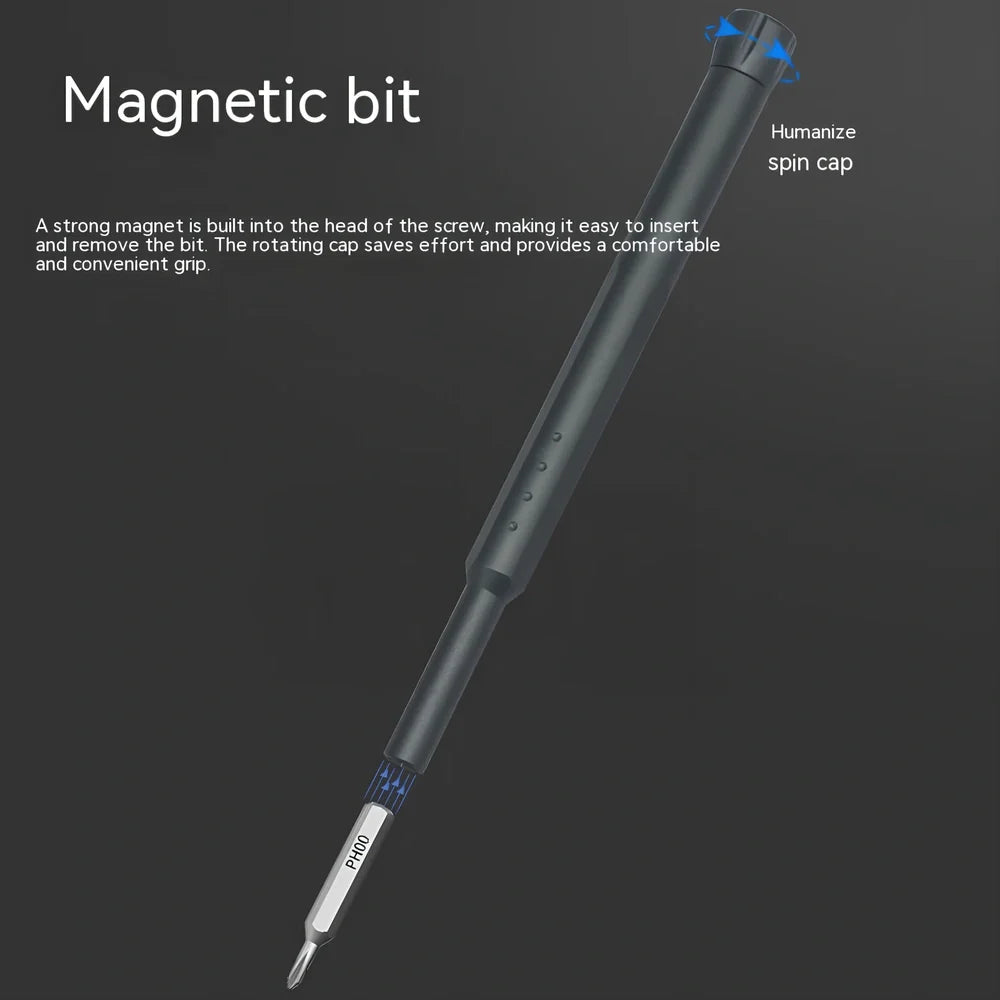 44-piece screwdriver set with S2 alloy steel bits in 37mm x 37mm x 150mm storage case