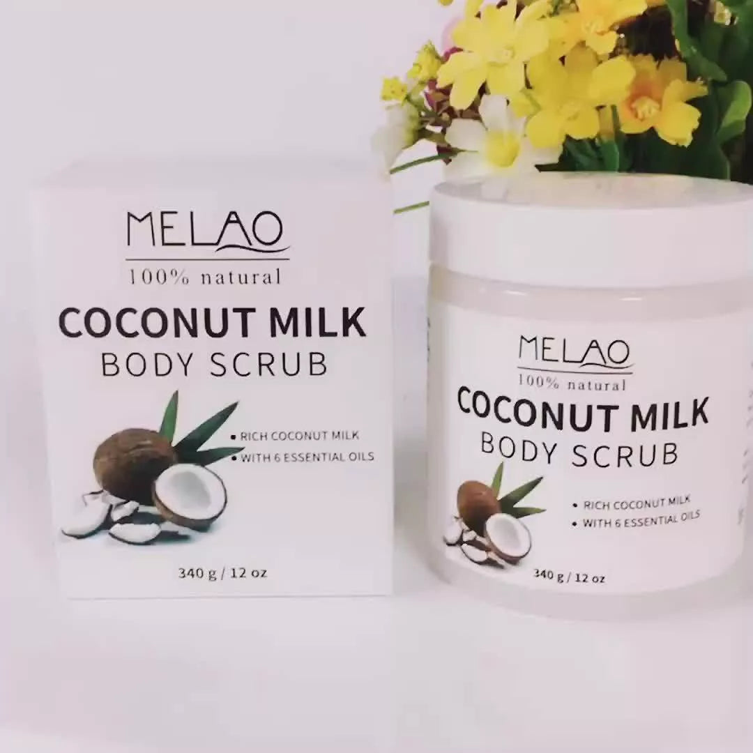 Coconut Milk Body Scrub Cream for deep cleansing and skin brightening, 340g