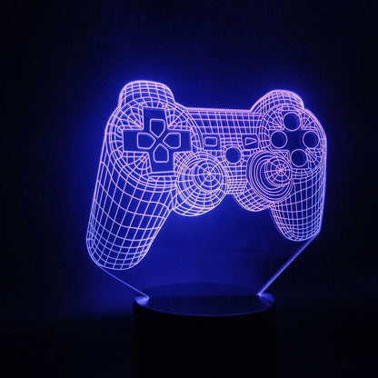 Gamepad-shaped 3D night light with colourful LED illumination and remote control