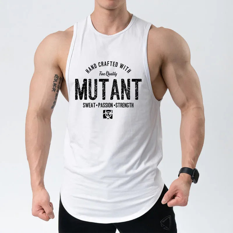 Workout tank top, loose waistcoat training sleeveless shirt, polyester fitness vest for outdoor gym wear, available in multiple sizes from M to 4XL and colours including white, dark grey, red, and yellow.