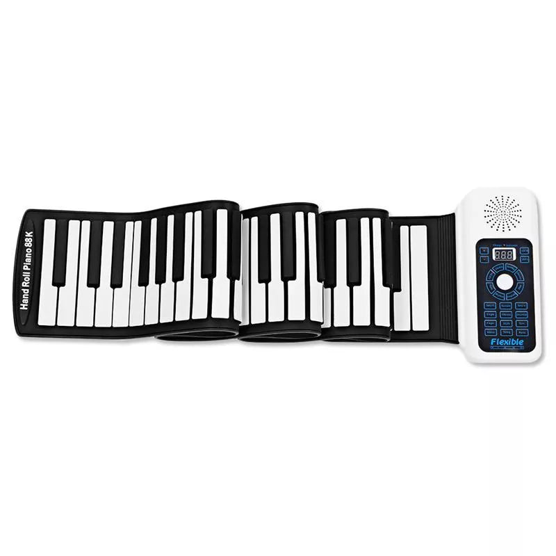 Hand-rolled electronic piano with 88 keys in white and black