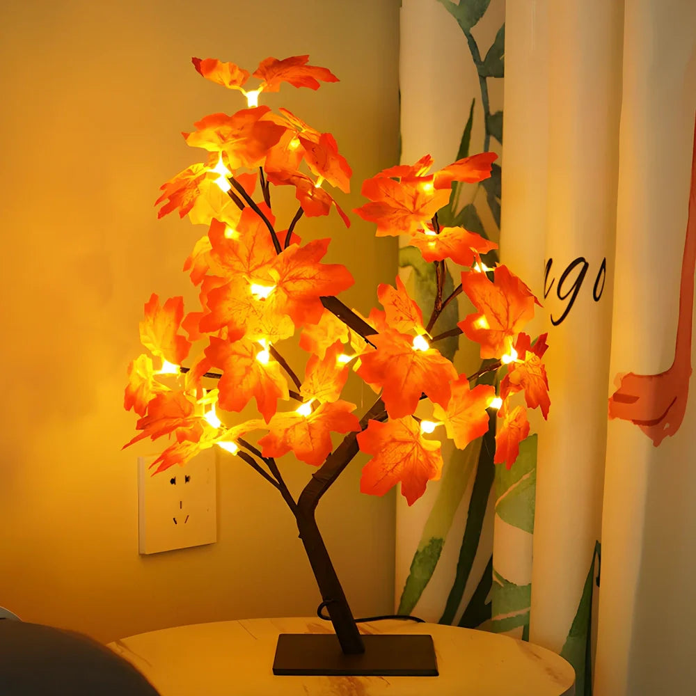 Fibre optic cherry tree night light with 48 LED blossoms and USB cable