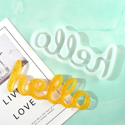 Silicone epoxy mould for resin crafts showing English mirror letters with love word designs in irregular shapes