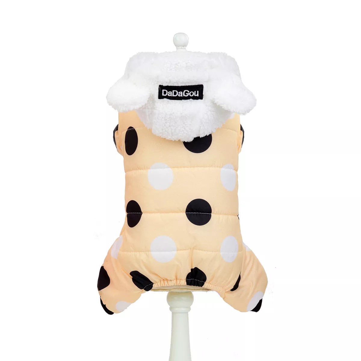 Big polka dot cotton coat with four-leg design in Pink, Black, Light Yellow