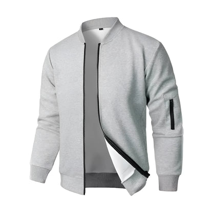 Men's loose fit knitted jacket in black, blue, or grey with long sleeves and cotton fabric