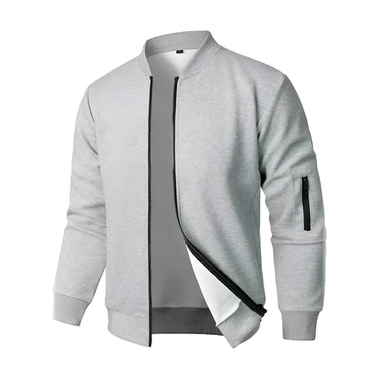 Men's loose fit knitted jacket in black, blue, or grey with long sleeves and cotton fabric