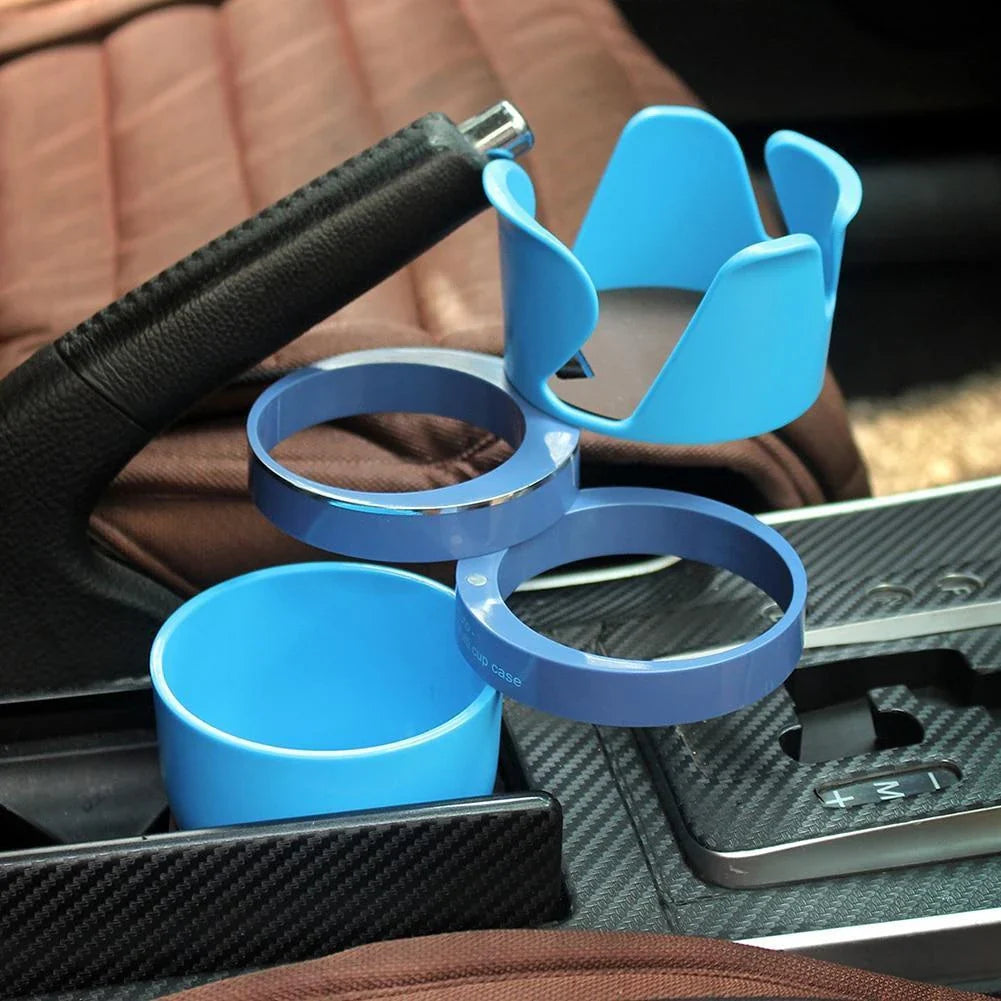 Versatile car cup holder made of ABS plastic and rubber, with a rotatable design to hold cups, bottles, and small items securely in your vehicle.
