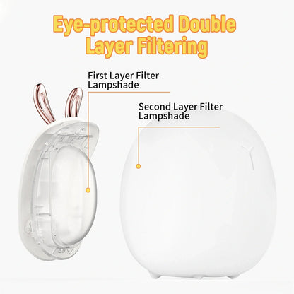 Adjustable silicone baby night light with touch control in deer and rabbit designs