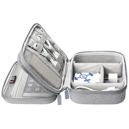 Black EVA digital storage bag for headphones and accessories, shown open.