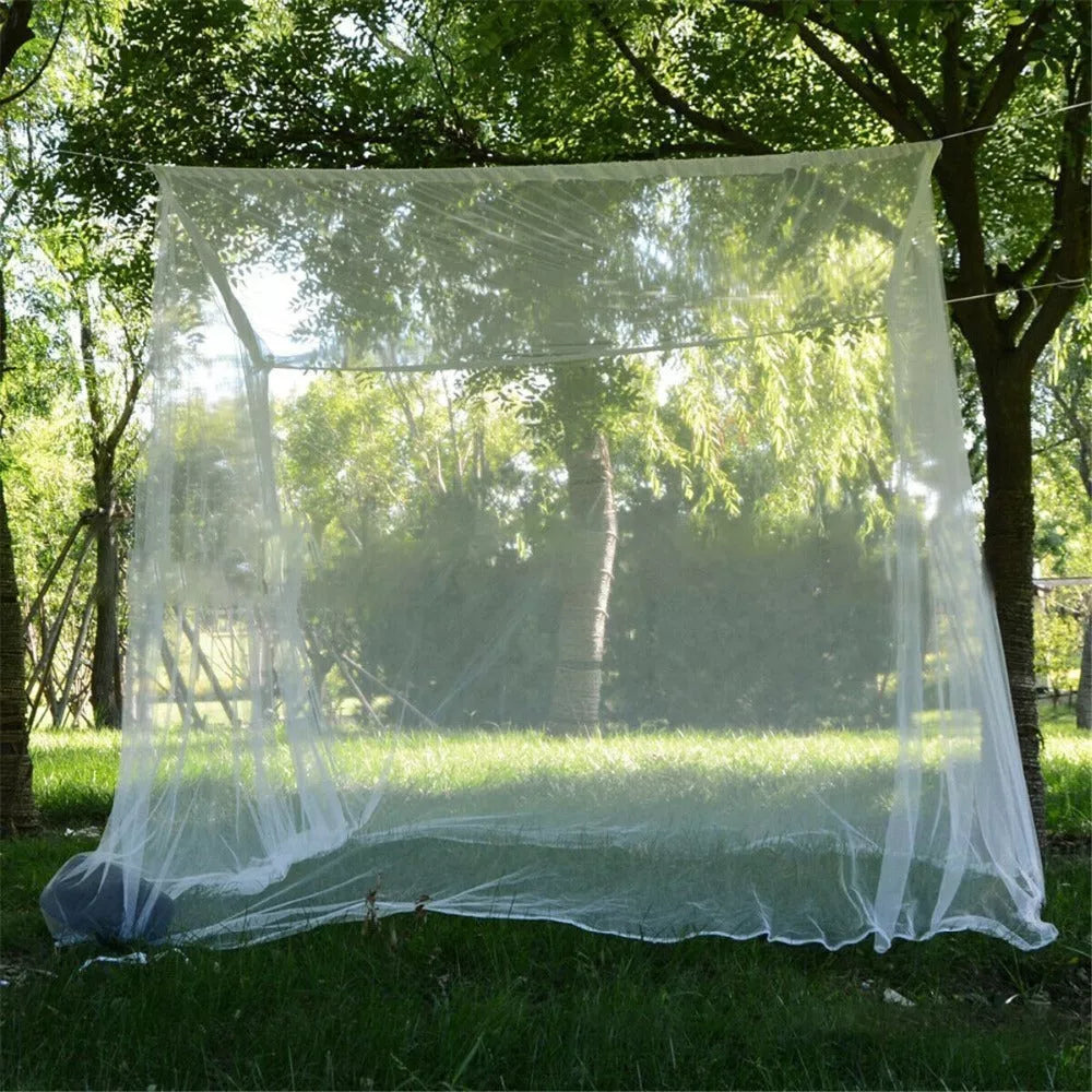 Portable outdoor mosquito net with stainless steel frame, white color, 200x200x180cm