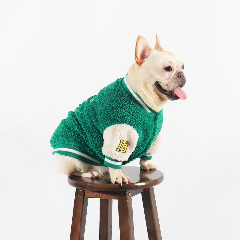 Dog fleece coat winter clothing made from cotton with a thick fleece-lined interior available in green colour in sizes L, XL, XXL, 3XL, and 4XL