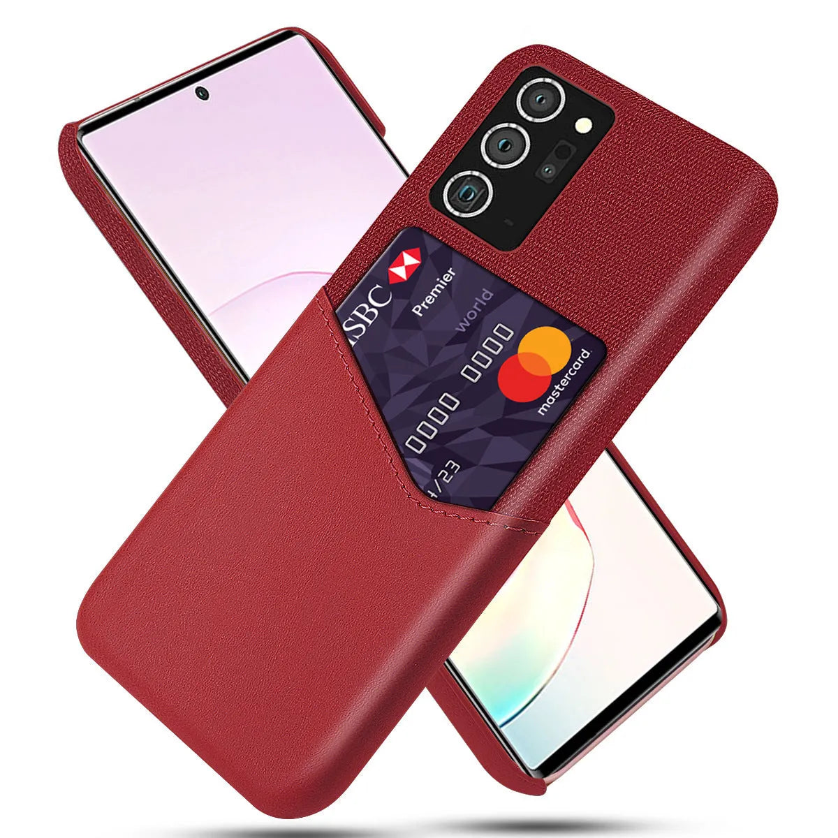 Samsung phone leather protective case with PC backing and calf-pattern cloth texture in multiple colours