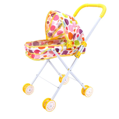 Metal baby stroller toy for girls with realistic design for role-play development
