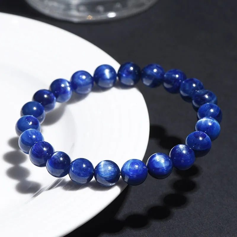 Blue crystal geometric bracelet with Ruyi elements, grade 7A material, polished finish