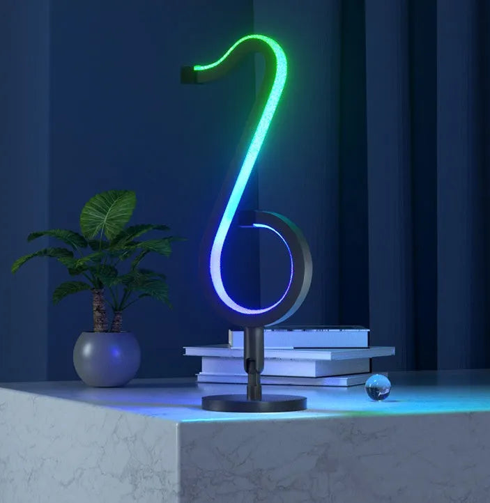 Black rotating LED atmosphere light with mobile app control and USB power connection