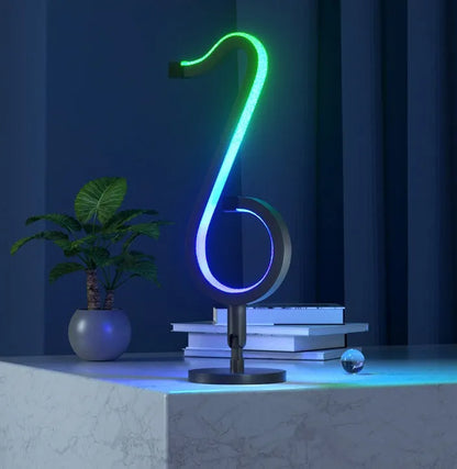 Black rotating LED atmosphere light with mobile app control and USB power connection