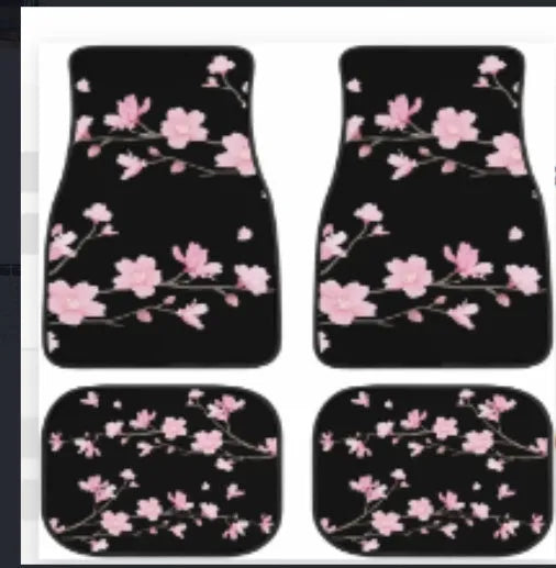 Printed rubber car foot mat set with 20mm thickness and waterproof lining in black