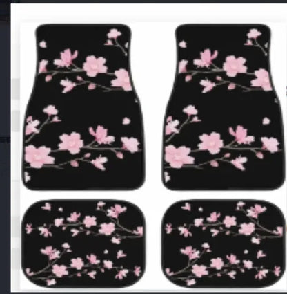 Printed rubber car foot mat set with 20mm thickness and waterproof lining in black
