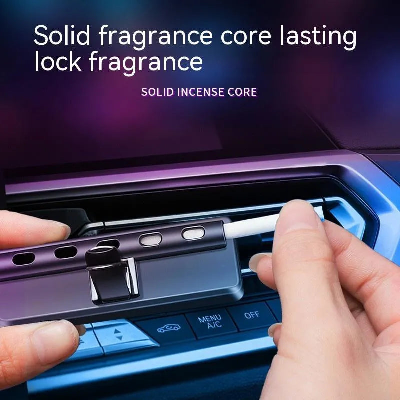 Black automobile aromatherapy air outlet ambience light with LED and fragrance sticks for car vents